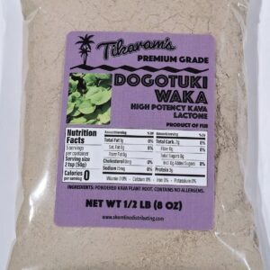 Tikaram's Kava Root Powder, Premium Grade Fiji Dogotuki Waka, Nobel Strain, High Potency Lactone, 1/2 Pound (8oz)